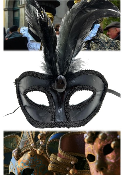 Siyah Rugan Kaplama Parti Maskesi – Tüylü Tasarım, 18X20 cm | Şık ve Göz Alıcı Aksesuar indirimleri