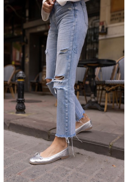 Campo Kadın Bej Leopar Gercek Deri Pisi Babet