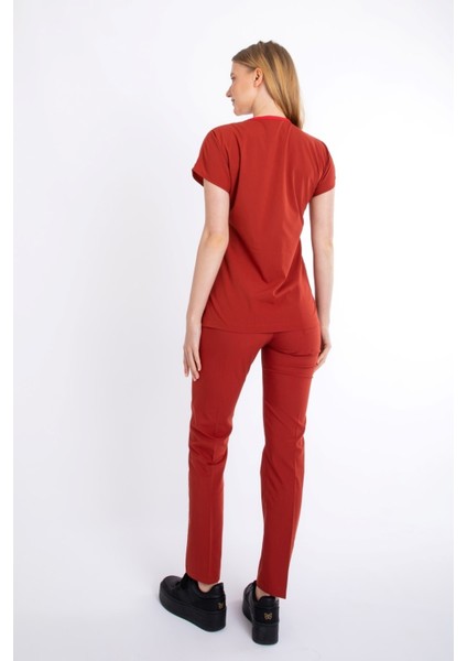 Yanık Turuncu U-Flex Likralı Hemşire Doktor Forma Cerrahi Takım indirimleri