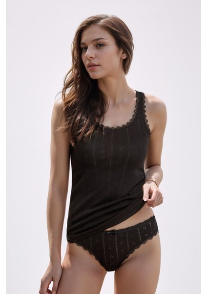 %100 Pamuk Jakarlı Kalın Askılı Siyah Bikini Külot Takım LL.IL22.KE95.001 fiyatları