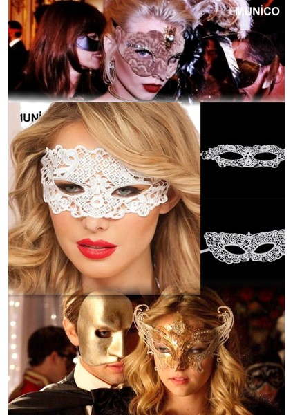 Beyaz Dantelli Maske – Klasik Form, Konforlu Kullanım | Karnaval ve Sahne Performansları Için fırsatları
