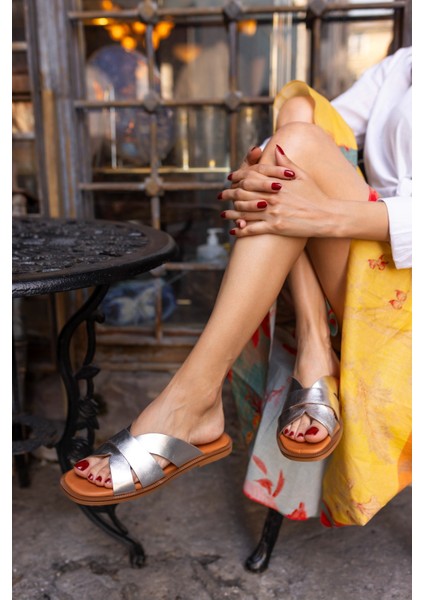 Rober Kadin Altin Gercek Deri Komple Terlık