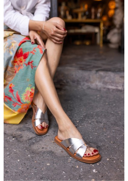 Rober Kadin Altin Gercek Deri Komple Terlık modelleri