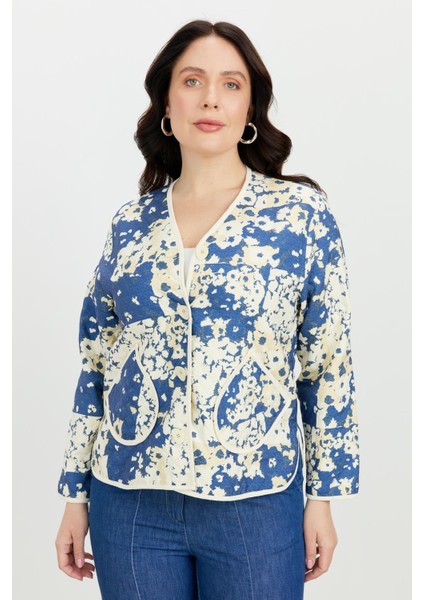 Büyük Beden Kapitone Ceket-Mavi fiyatları