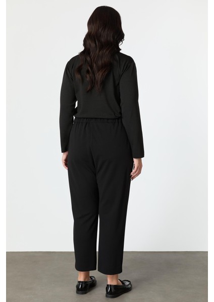 Büyük Beden Beli Lastikli Pantolon-Siyah indirimleri