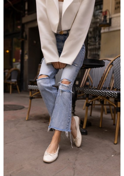 Campo Kadın Bej Leopar Gercek Deri Pisi Babet