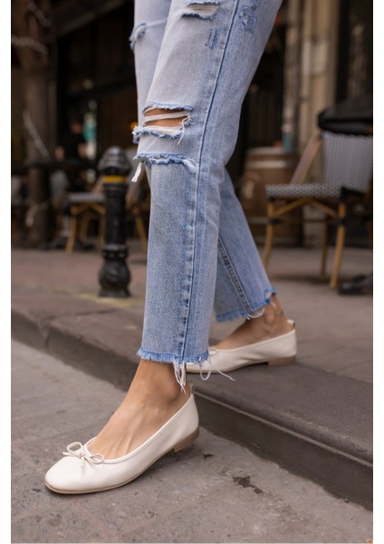 Campo Kadın Bej Leopar Gercek Deri Pisi Babet