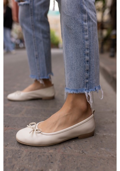 Campo Kadın Bej Leopar Gercek Deri Pisi Babet