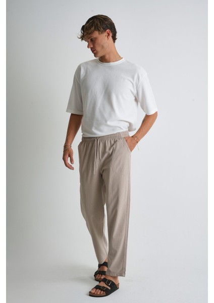 Erkek Büyük Beden %100 Pamuk Keten Görünümlü Pantolon E206-54