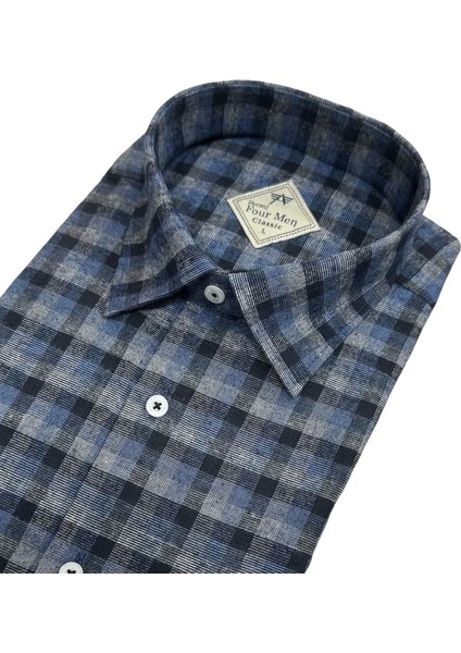 Klasik Geniş Kesim Ekoseli Flanel Çift Cepli Uzun Kollu Erkek Gömlek fiyatları