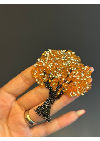 Ütü Ile Yapışan Taş Işleme Ağaç Arma Dikiş Aplike 8x6 cm