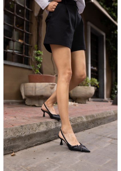 Alissi Kadin Kırmızı Toka Detay Miu Tarzi Topuklu Ayakkabi