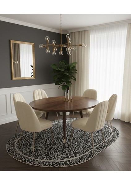 Leopar Desenli Oval Lateks Deri Halı