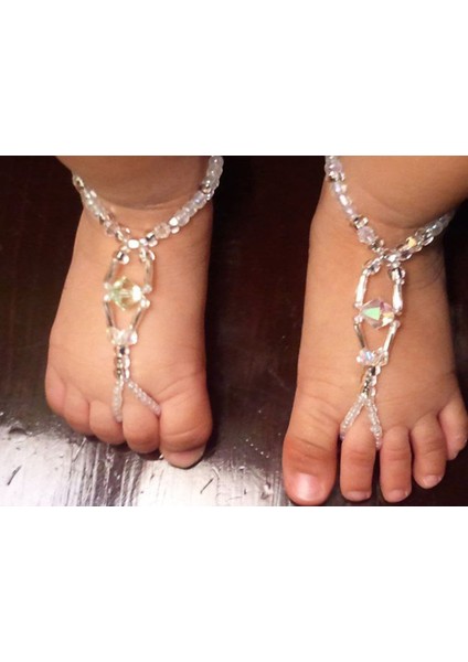 2'li Kız Bebek Taşlı Boncuklu Parlak Halhal Seti