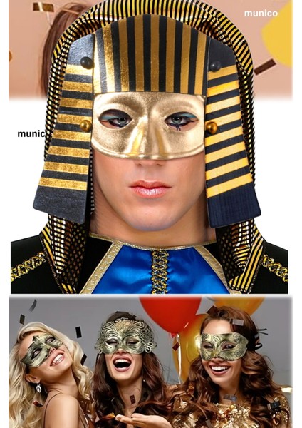 3 Adet Lastikli Mısırlı Maske – Firavun Stili, Hafif ve Konforlu | Kostüm ve Fotoğraf Çekimi Için fırsatları