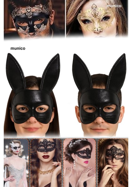 3 Adet Yumuşak Kumaş Tavşan Maskesi – Siyah Renk, 19X15 cm | Maskeli Parti ve Kostüm Için Ideal modelleri