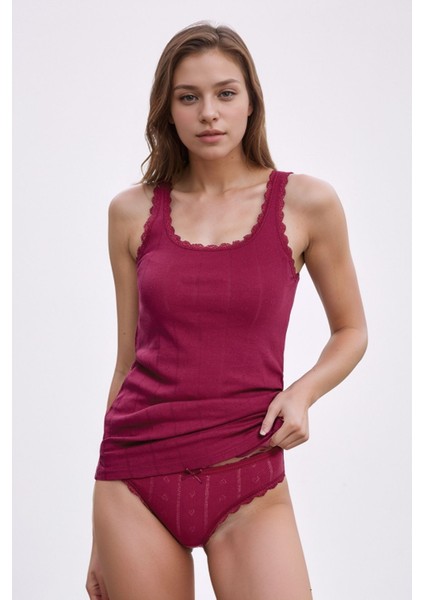 %100 Pamuk Jakarlı Kalın Askılı Vişne Bikini Külot Takım LL.IL22.KE95.001 fiyatları