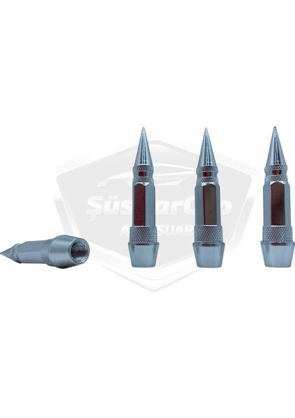 Sivri Sibop Kapağı Mermi Sibop Kapağı Araba Motosiklet Bisiklet Metal 4 Lü Set Gümüş Krom modelleri