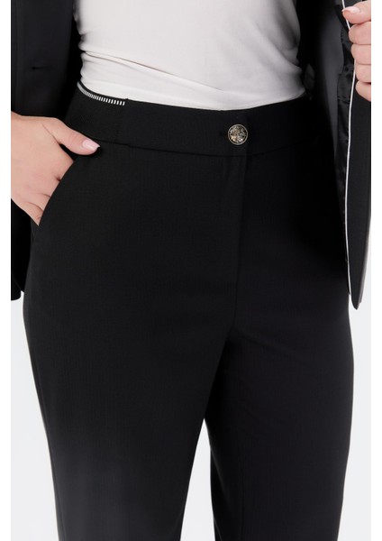 Yanları Lastikli Büyük Beden Pantolon-Siyah modelleri
