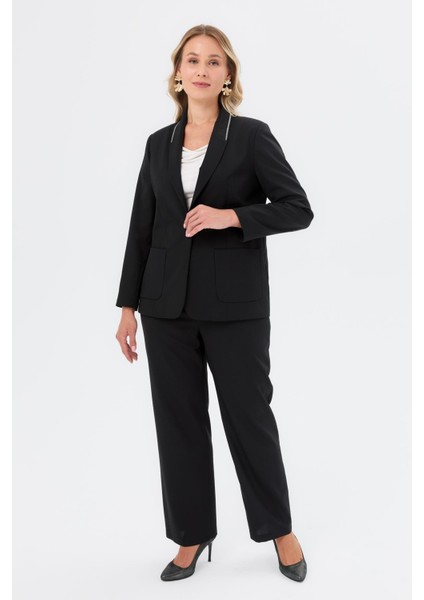 Yanları Lastikli Büyük Beden Pantolon-Siyah fırsatları