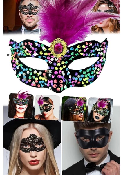 3 Adet Pullu Kadife Maske – Pembe Tüylü, Ayarlanabilir Lastikli | Karnaval ve Özel Günler Için indirimleri