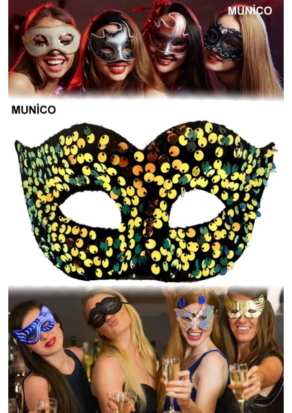 3 Adet Işıltılı Altın Maske – Balo ve Karnaval Için Şık Tasarım | Yetişkin Uyumu, Rahat Kullanım