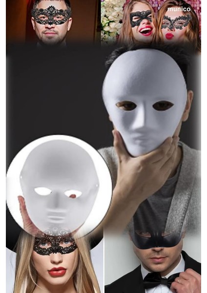2 Adet Boyanabilir Beyaz Maske Fantezi Lastik Aparatlı | Kostüm Partileri ve Sanatsal Etkinlikler modelleri