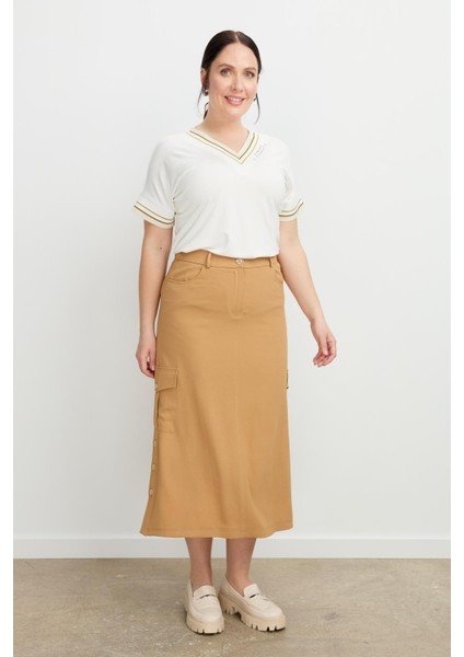 Büyük Beden Cep Detay Etek-Camel modelleri