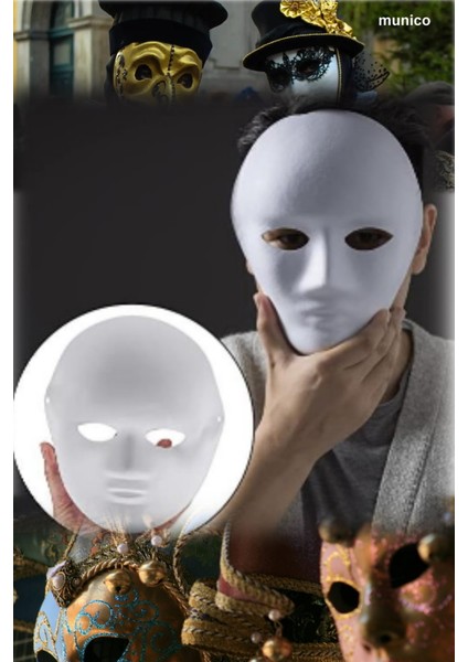 2 Adet Boyanabilir Beyaz Cosplay Maske – Tam Yüz, Kağıt Hamur | 24X18 cm Yetişkin ve Çocuk Uyumu fiyatları