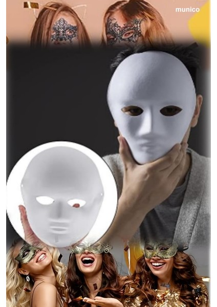 2 Adet Boyanabilir Beyaz Cosplay Maske – Tam Yüz, Kağıt Hamur | 24X18 cm Yetişkin ve Çocuk Uyumu fırsatları