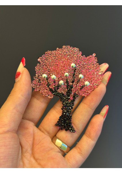 Ütü Ile Yapışan Taşlı Ağaç Arma Dikiş Aksesuarı 8x7 cm