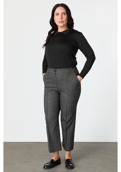Büyük Beden Desenli Pantolon-Siyah fiyatları