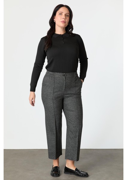 Büyük Beden Desenli Pantolon-Siyah modelleri