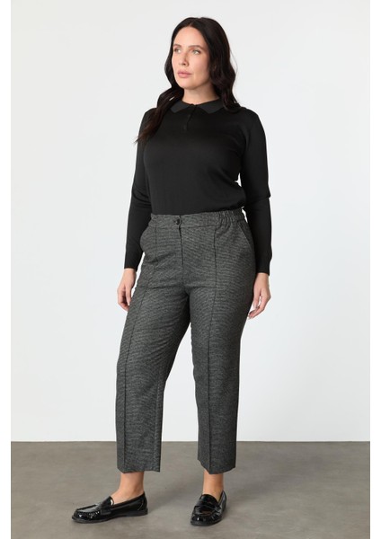 Büyük Beden Desenli Pantolon-Siyah fırsatları