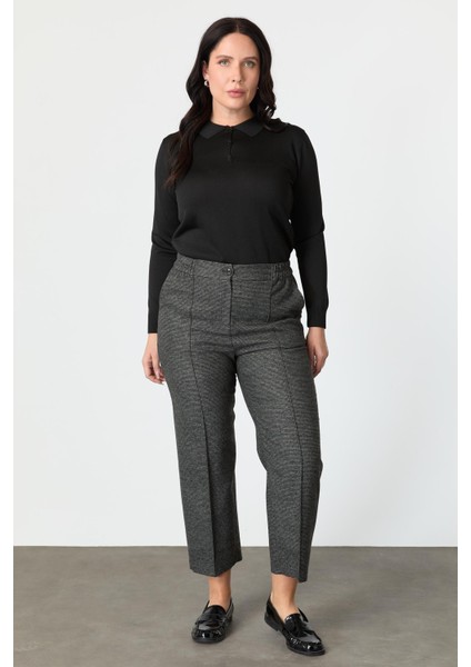 Büyük Beden Desenli Pantolon-Siyah indirimleri