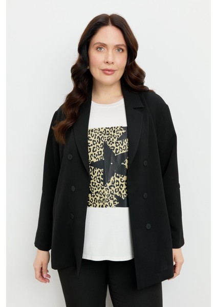 Büyük Beden Linda Ceket-Siyah fiyatları
