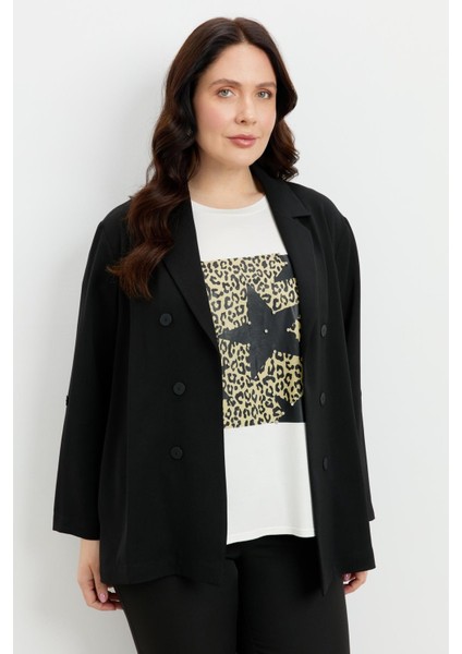 Büyük Beden Linda Ceket-Siyah