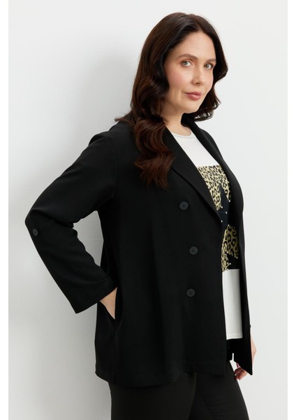 Büyük Beden Linda Ceket-Siyah