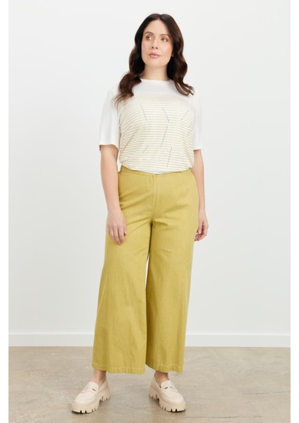 Büyük Beden Pamuklu Kot Pantolon-Sarı fiyatları