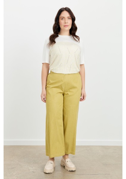 Büyük Beden Pamuklu Kot Pantolon-Sarı fırsatları