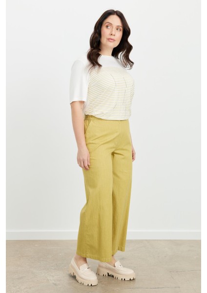 Büyük Beden Pamuklu Kot Pantolon-Sarı indirimleri