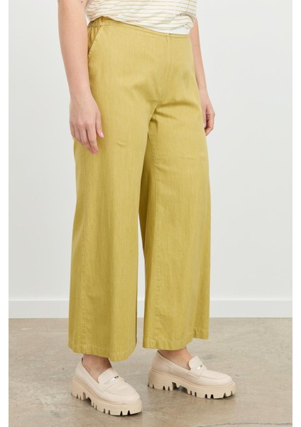 Büyük Beden Pamuklu Kot Pantolon-Sarı