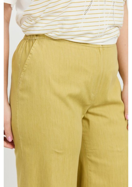 Büyük Beden Pamuklu Kot Pantolon-Sarı