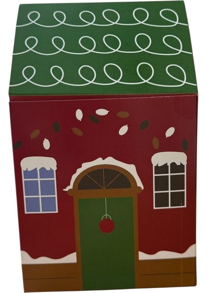 Yılbaşı Hediye Kutusu Bordo Ev 12'li