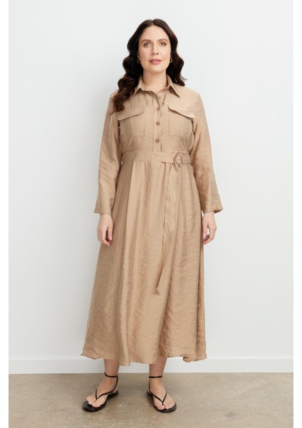 Büyük Beden Kemer Detay Elbise-Vizon fiyatları