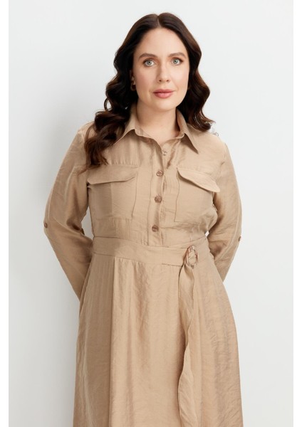 Büyük Beden Kemer Detay Elbise-Vizon modelleri