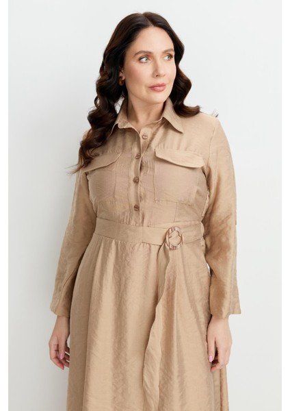 Büyük Beden Kemer Detay Elbise-Vizon fırsatları