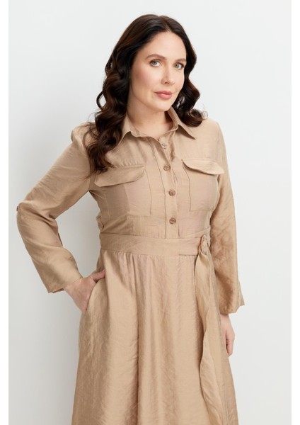 Büyük Beden Kemer Detay Elbise-Vizon indirimleri