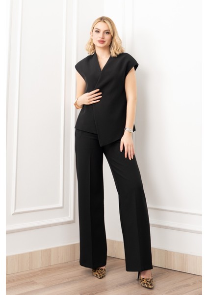 Verev Kesim Kruvaze Kapama Deteylı Yelek Pantolon Takım 1284 fiyatları