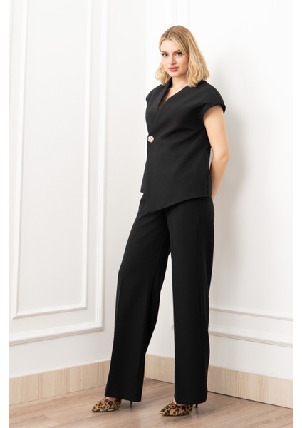 Verev Kesim Kruvaze Kapama Deteylı Yelek Pantolon Takım 1284 modelleri